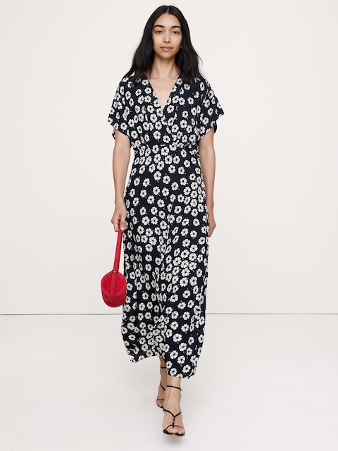 Crepe Wide-Sleeved Maxi Dress