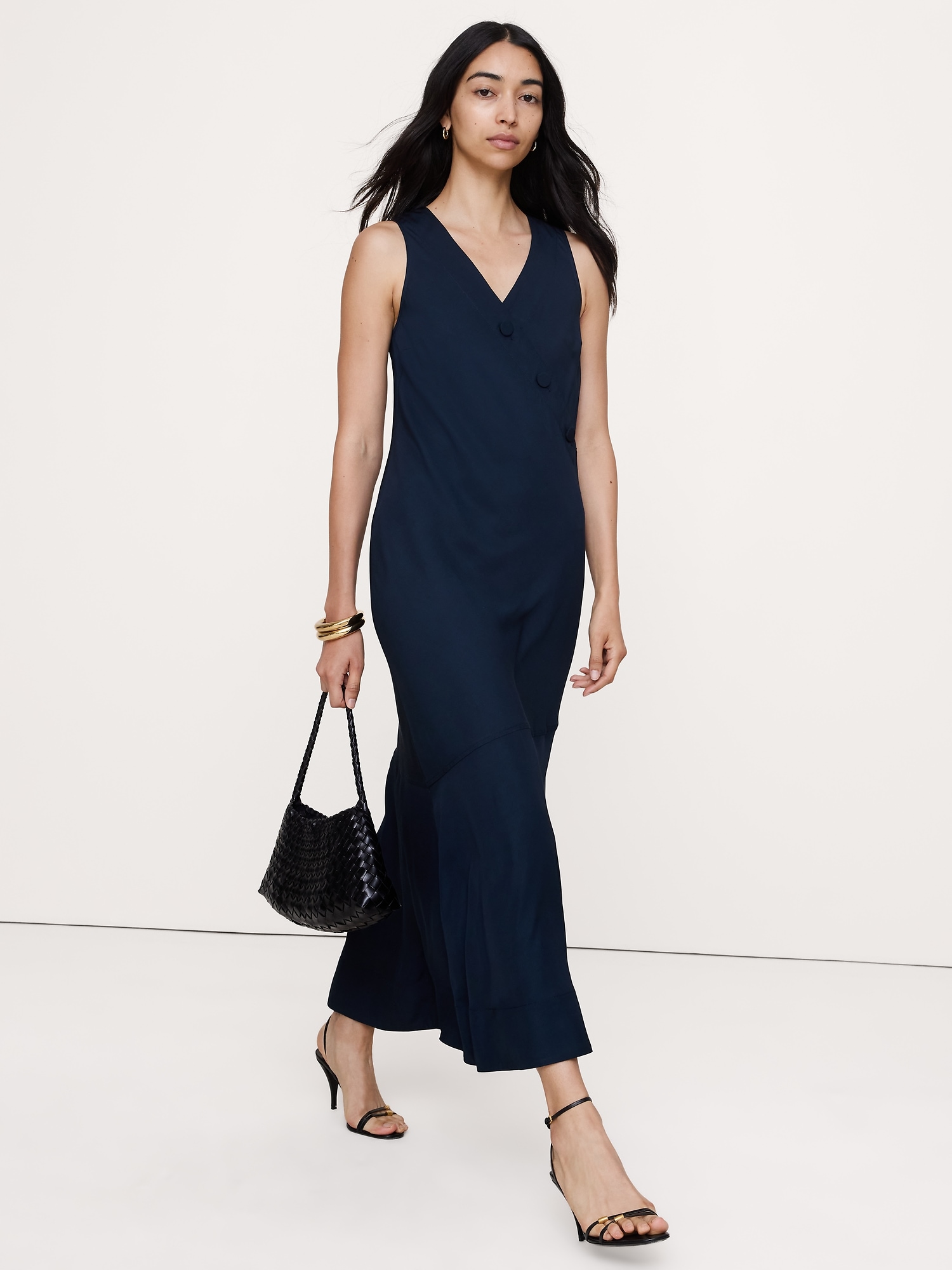 Image number 6 showing, Drapey Twill Buttoned Midi Dress