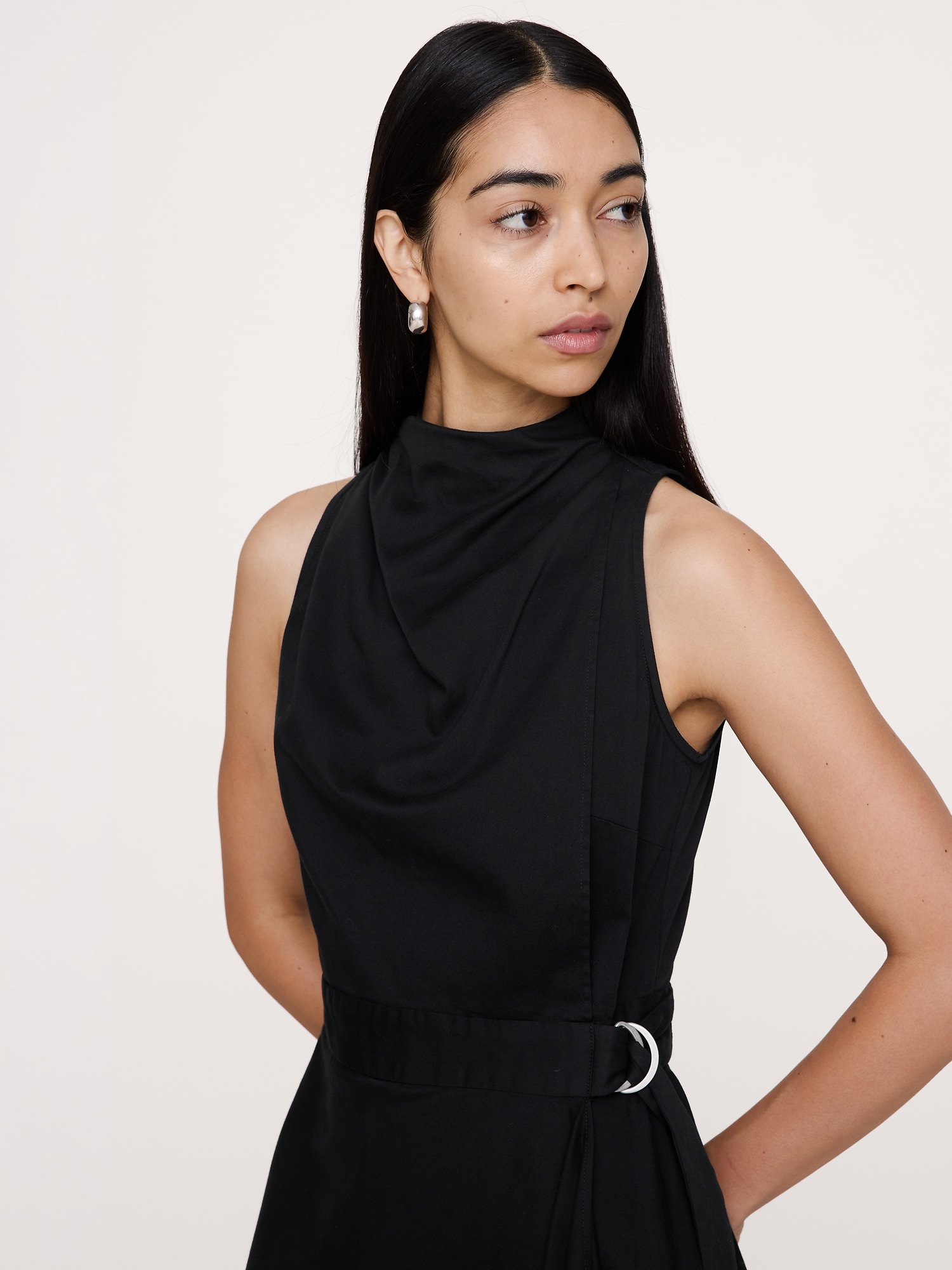 Image number 4 showing, Stretch-Cotton Cowl-Neck Midi Dress