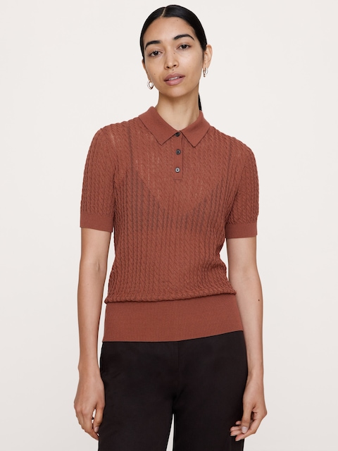 Crinkle Knit Polo