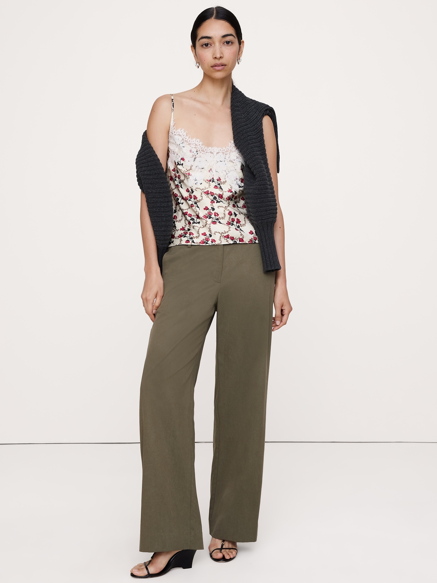 Image number 8 showing, Stretch-Satin Lace-Trim Camisole