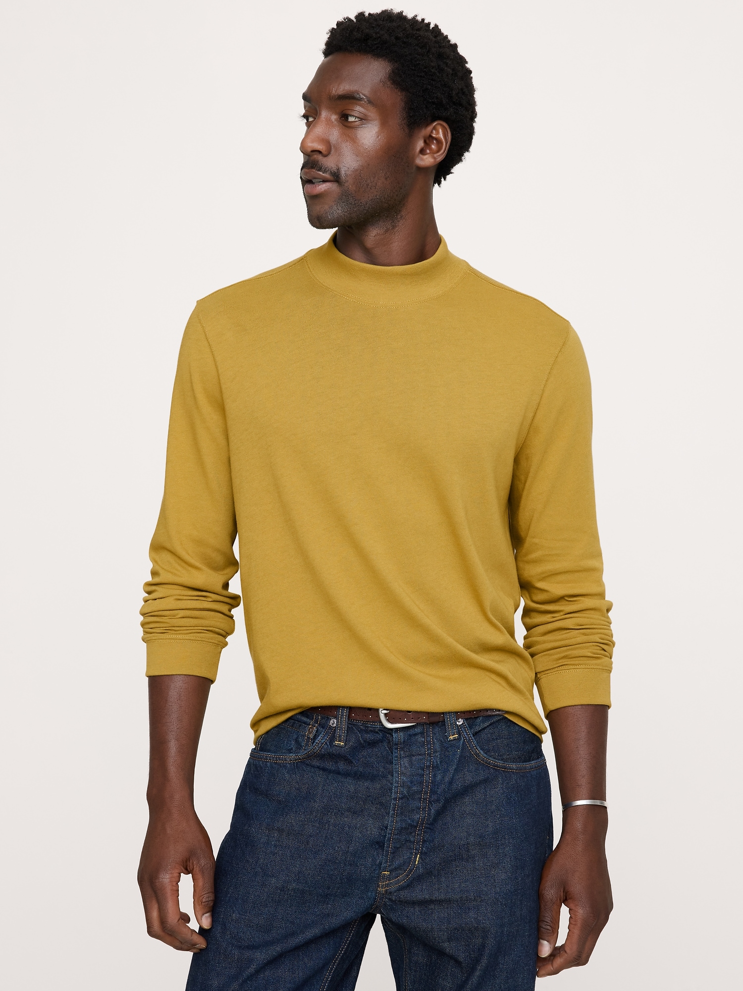 Cotton Jersey Mock-Neck T-Shirt - thumbnail 6