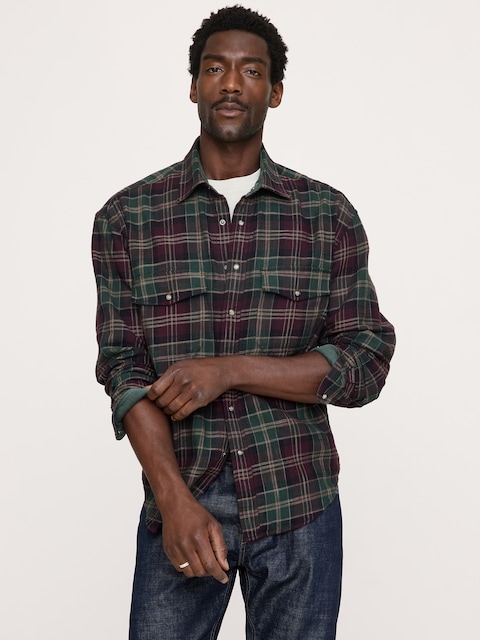 Relaxed-Fit Plaid Cotton Twill Shirt