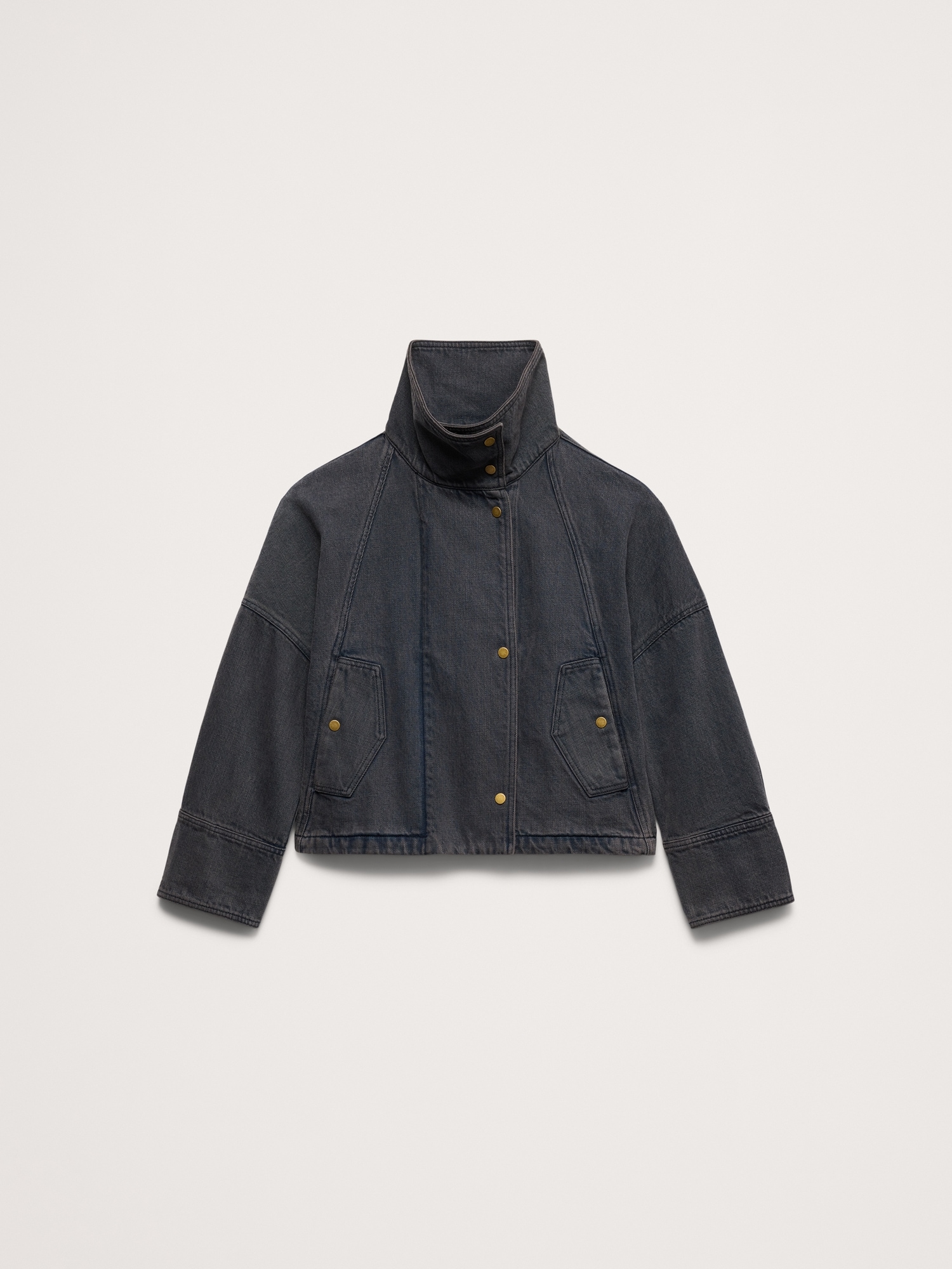 Cropped Denim Trench Coat - thumbnail 4