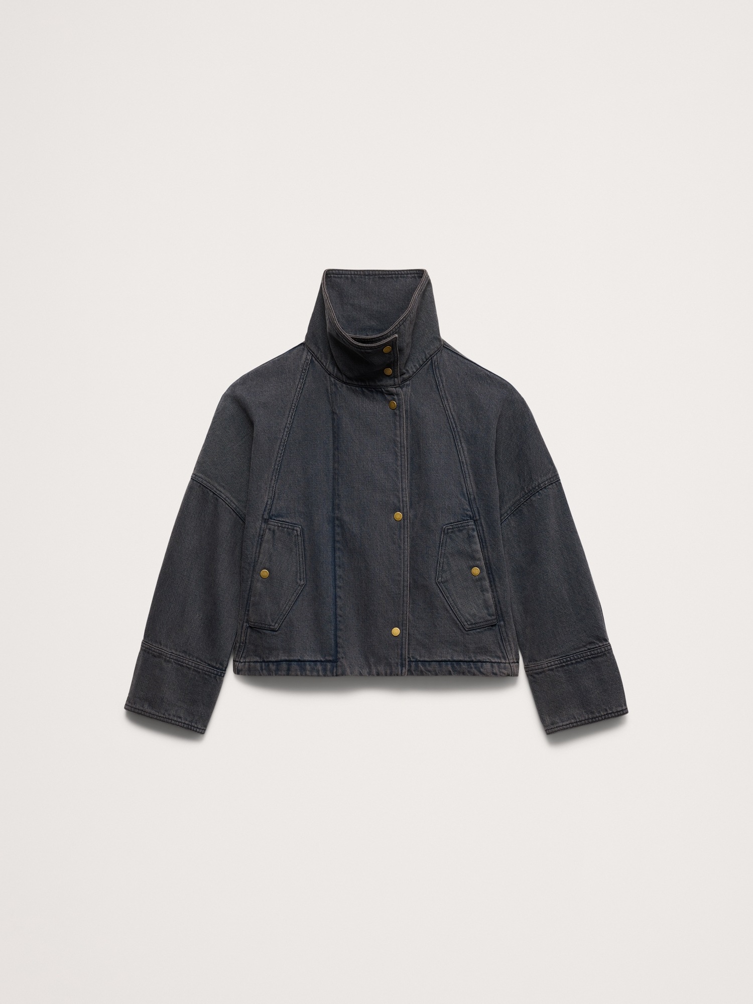Женское пальто Banana Republic Cropped Denim Trench, цвет: Тёмная варка — фото 4