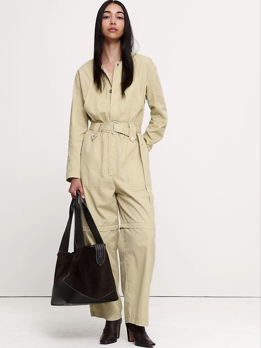 パンツ 24SSPolyester Twill Error Fit Jump Suits Oversized Cotton Twill Utility Jumpsuit | Banana Republic