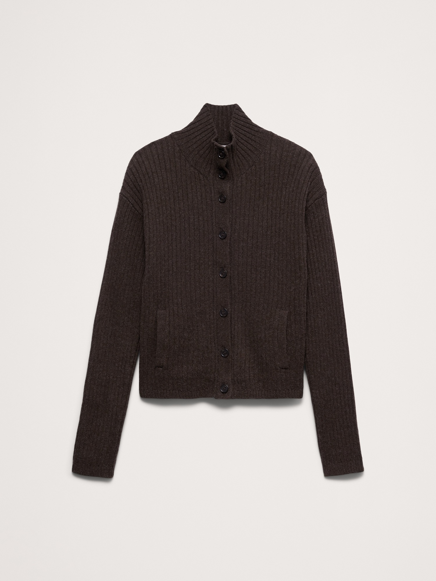 Женский кардиган Banana Republic Merino-Cotton Mock Neck, цвет: Меланжевый шоколадный коричневый — фото 4