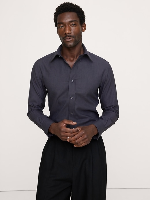 banana republic men's slim-fit wrinkle-resistant dress shirt reviews Mens 461210 Slim Fit Untucked Short Sleeve Button Down Shirt, (X-Large, Basic Blue) : Clothing, Shoes & Jewelry 1 longer than Regular Fit. Banana Republic Men's Slim-Fit Wrinkle-Resistant