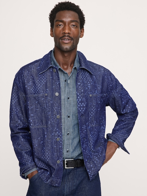 Relaxed-Fit Italian Printed Denim Overshirt