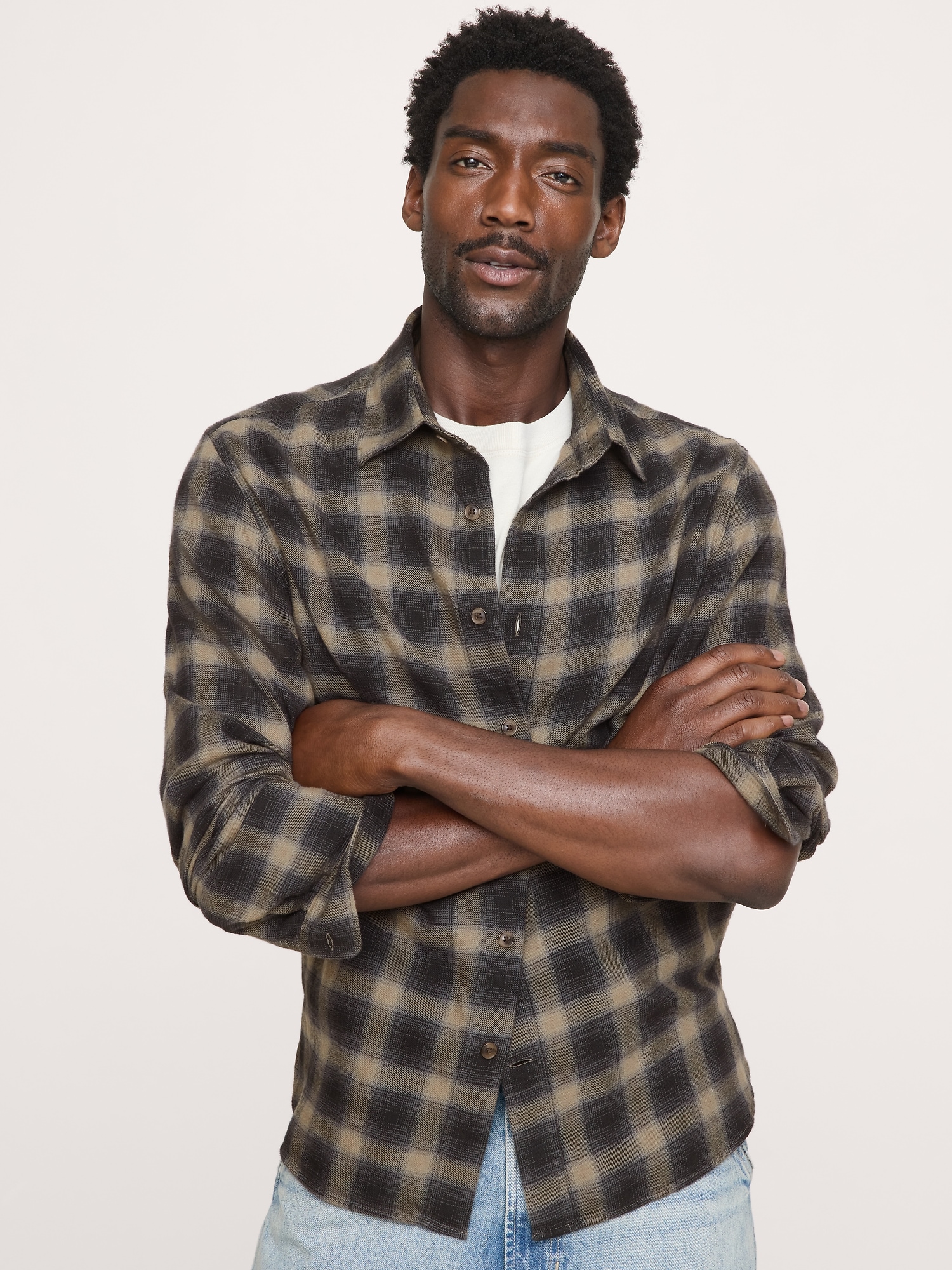 Standard-Fit Lightweight Brushed Flannel Shirt - thumbnail 10