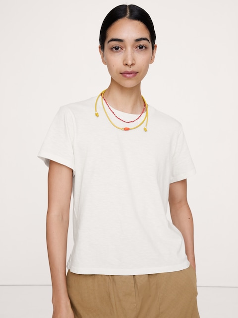 Cotton Slub Crew-Neck T-Shirt - Off
