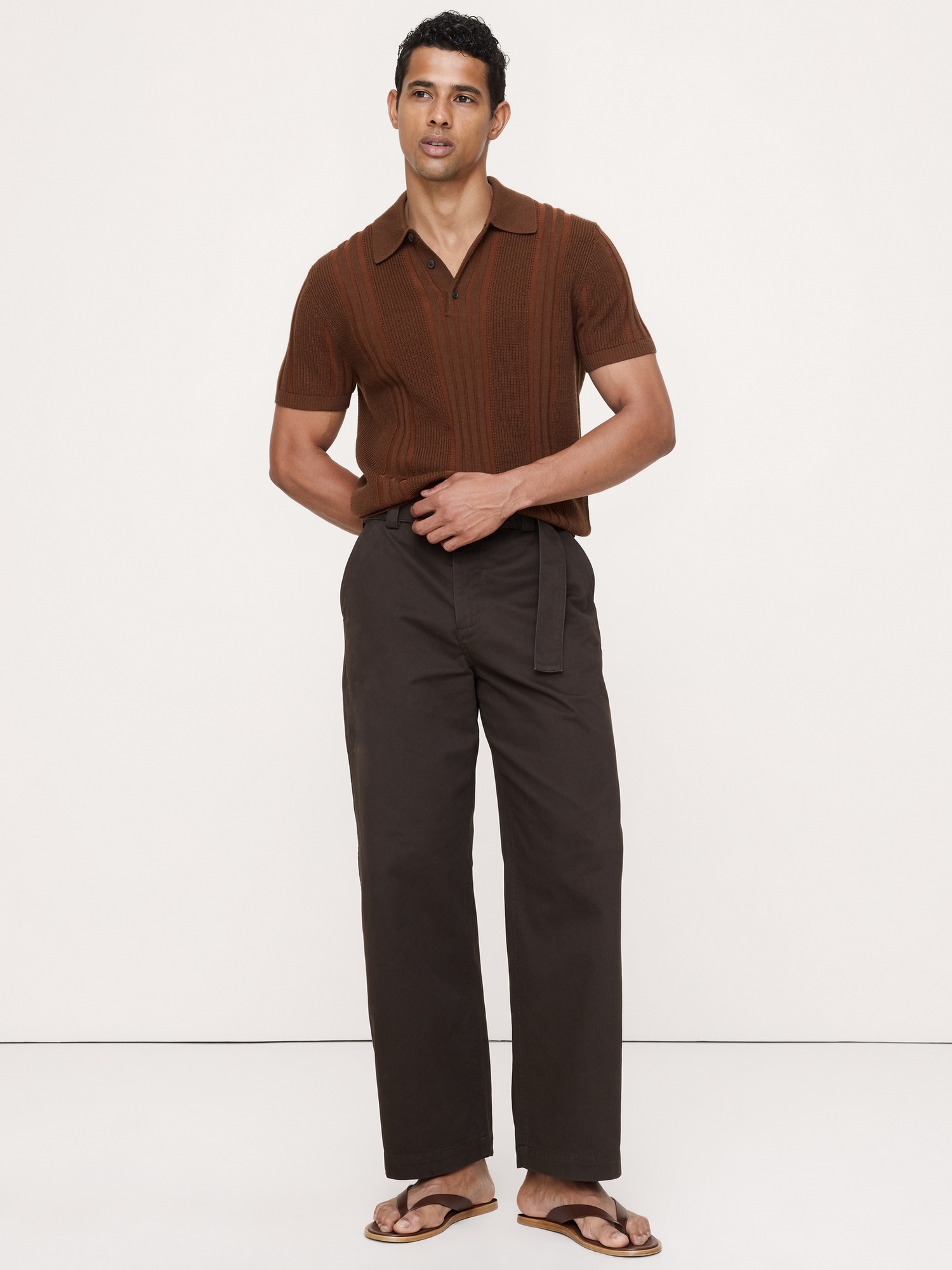 Image number 3 showing, Merino-Cotton Texture Stripe Sweater Polo