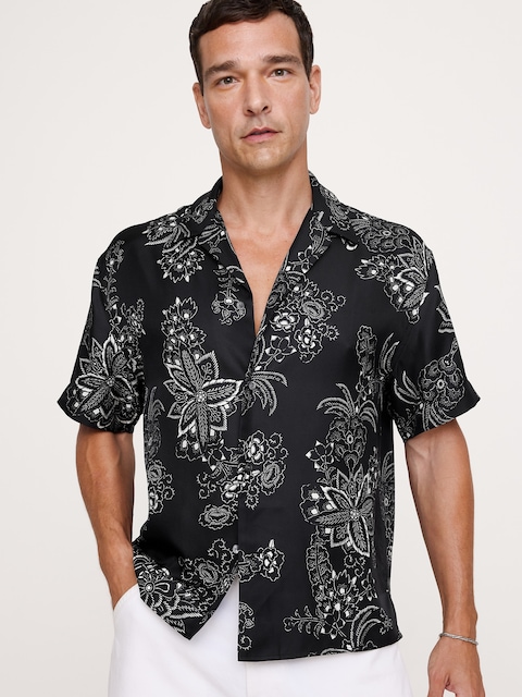 Standard-Fit Silk Resort Shirt