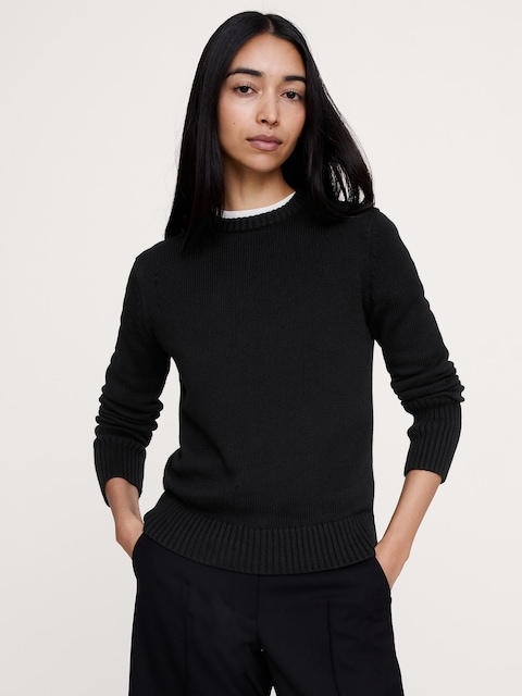 Larkspur Cotton-Silk Crew-Neck Sweater