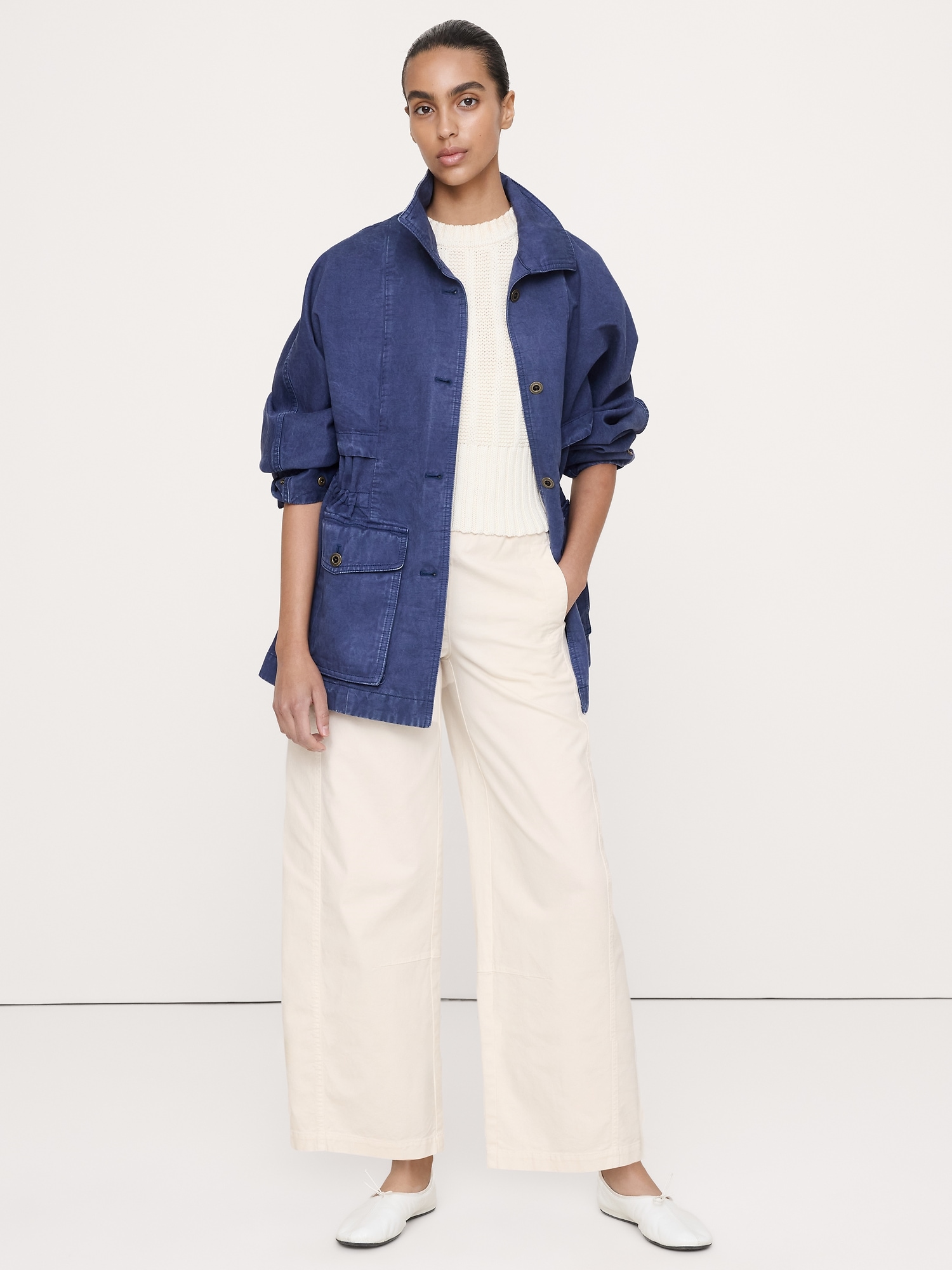 Image number 1 showing, Mid-Rise Relaxed Painter Pull-On Pant