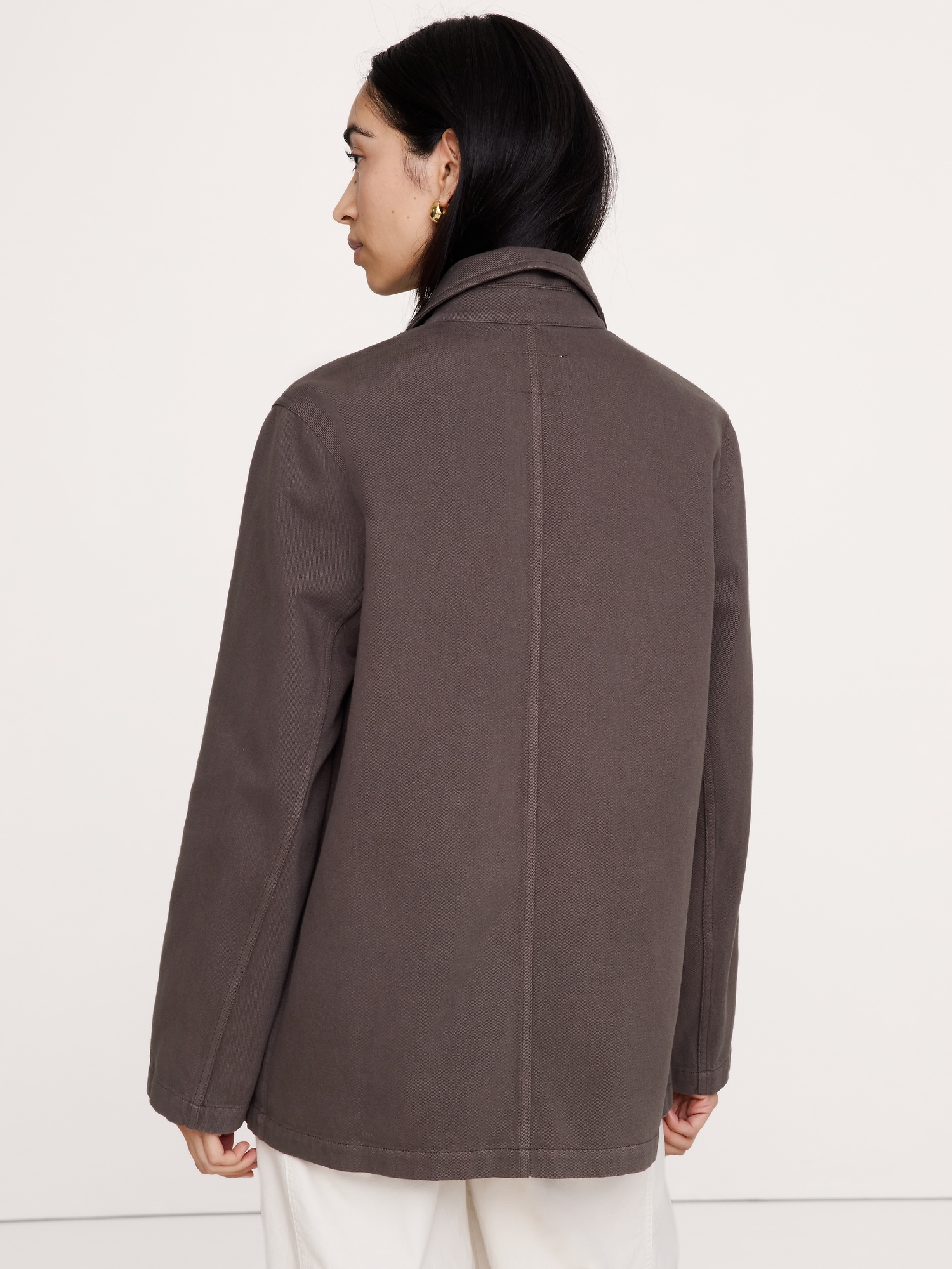 Женский пиджак Banana Republic Cotton-Linen Utility Blazer, цвет: Шоколадный коричневый — фото 2