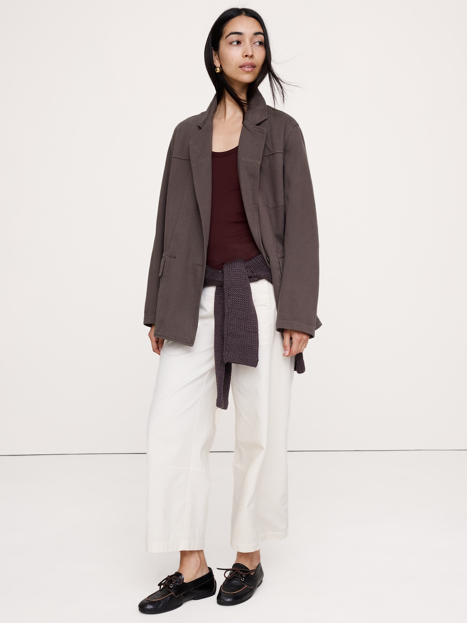 Cotton-Linen Utility Blazer