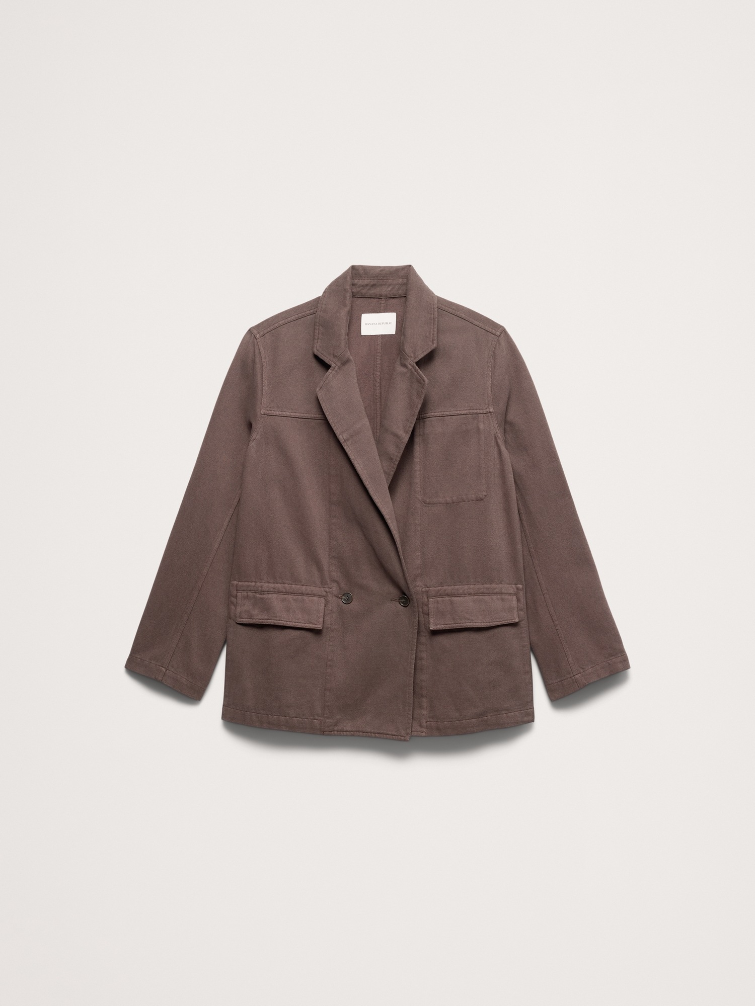 Женский пиджак Banana Republic Cotton-Linen Utility Blazer, цвет: Шоколадный коричневый — фото 4