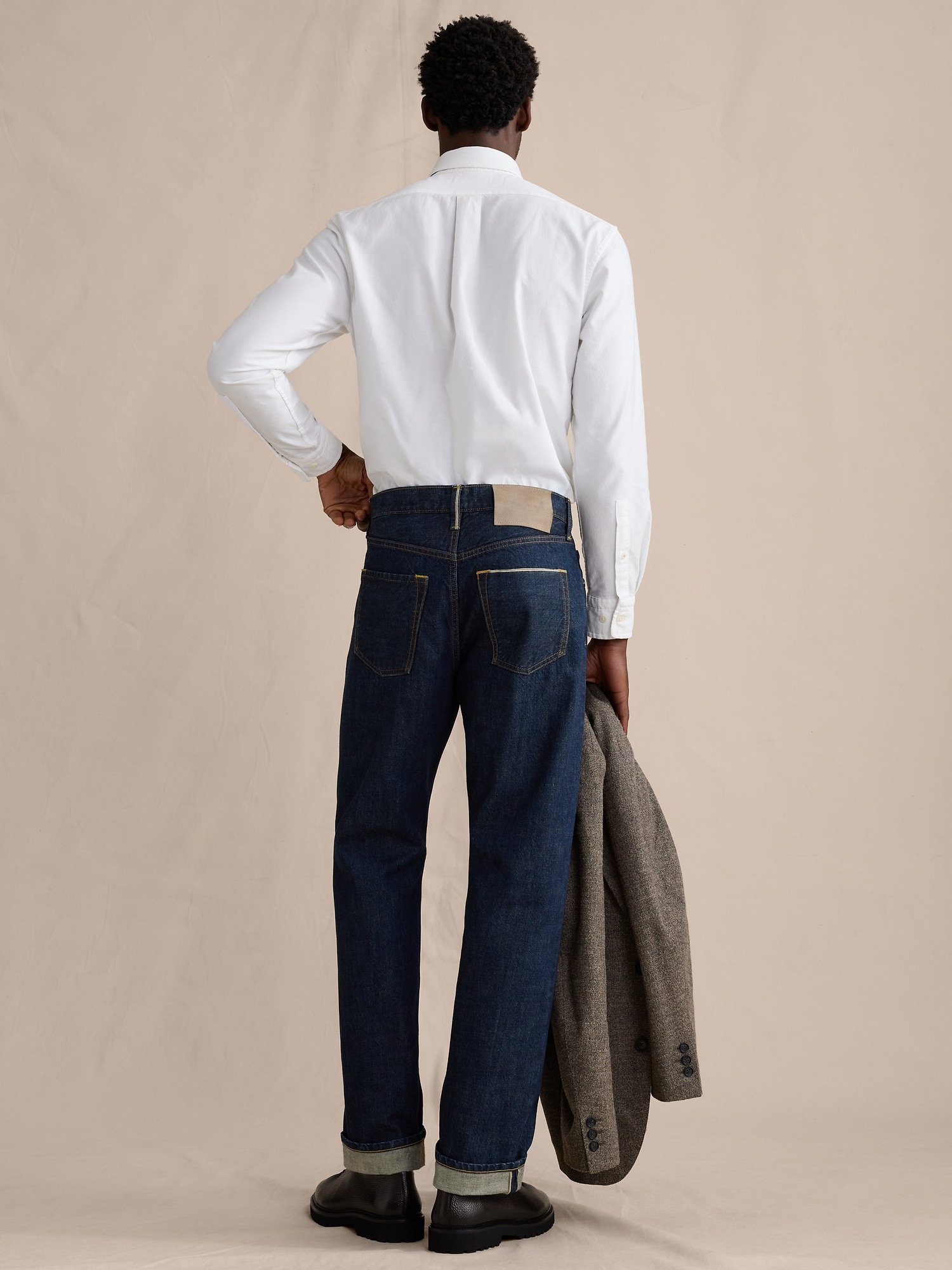 Мужские джинсы Banana Republic Straight Selvedge Jean, цвет: Тёмная варка — фото 2