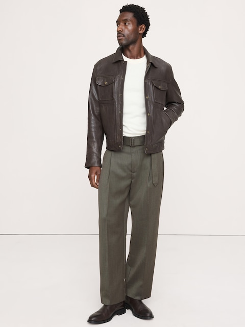 Loose Twill Belted Dress Pant