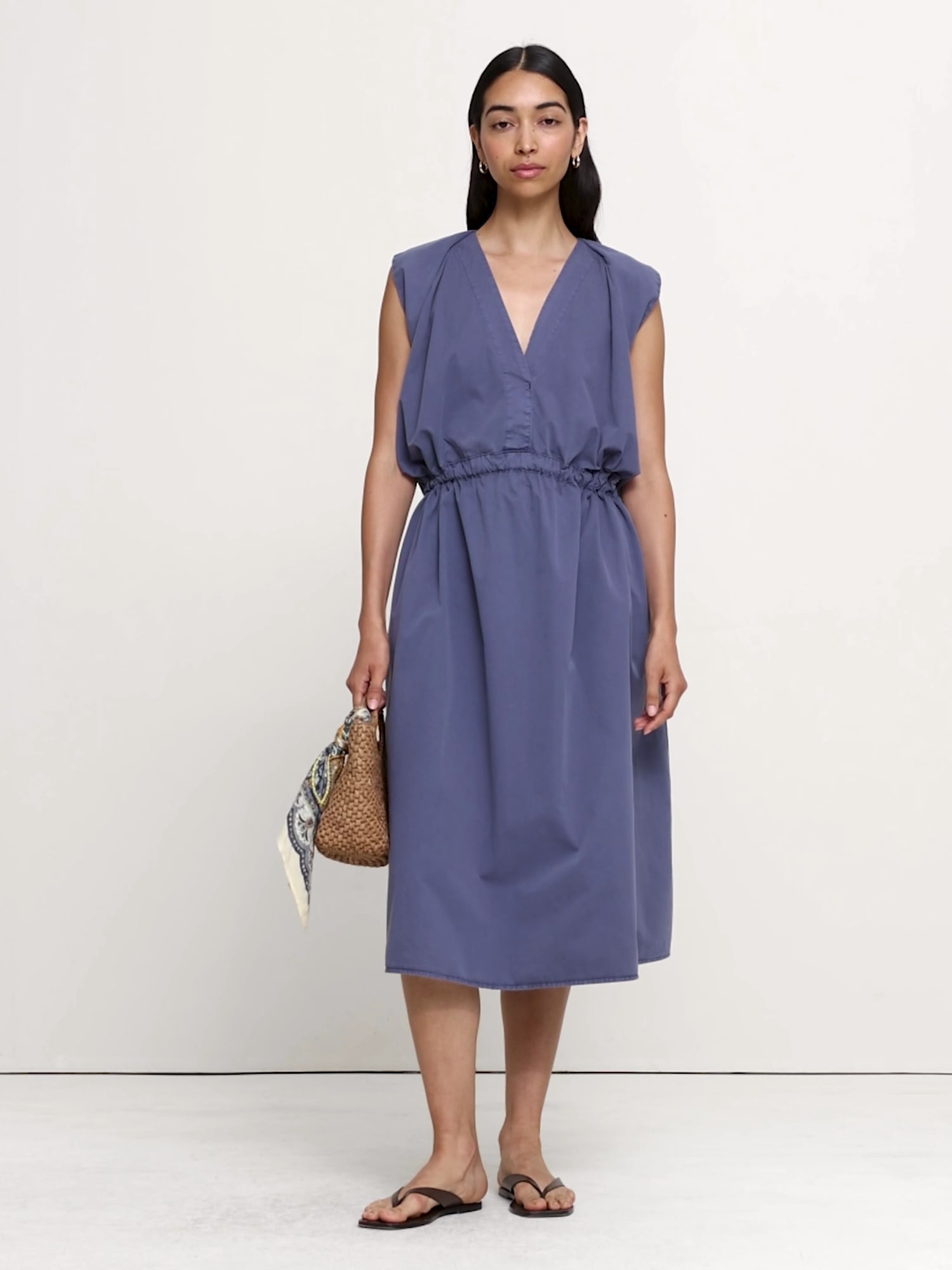 Cotton Twill Cinch-Waist Dress - thumbnail 4