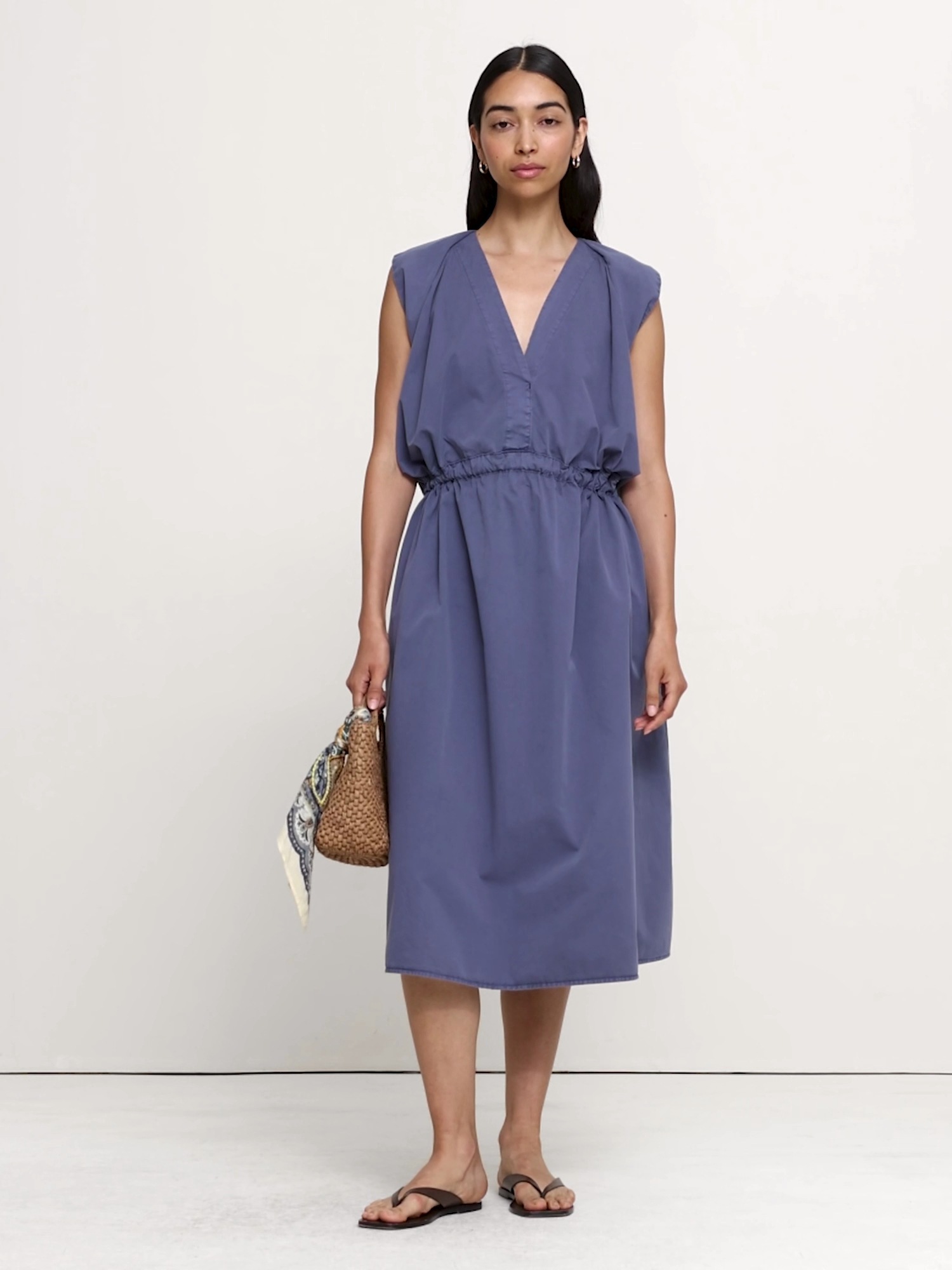 Женское платье Banana Republic Cotton Twill Cinch-Waist, цвет: Синий — фото 4
