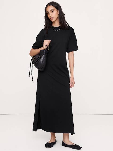 Oversized Stretch-Cotton Tie-Waist Midi Dress