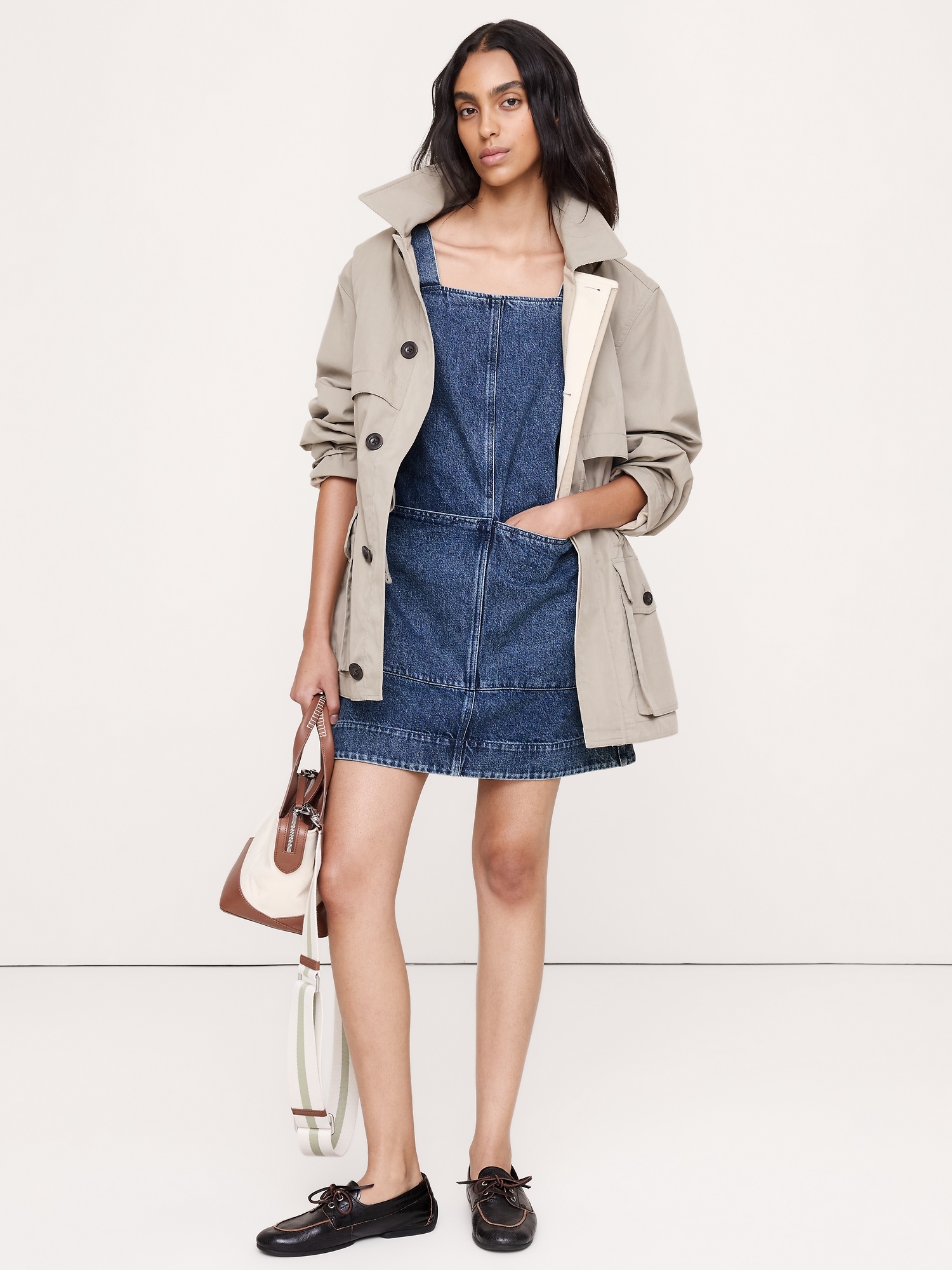 Image number 1 showing, Denim Apron Mini Dress