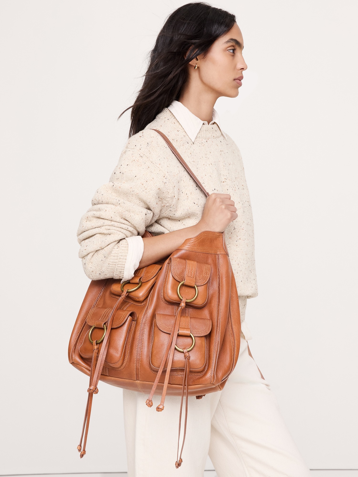 Женская сумка Banana Republic Heritage Shoulder, цвет: Коньячный коричневый — фото 2