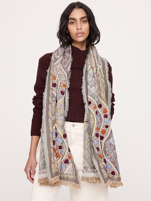 Long Embroidered Scarf by Vismaya | Banana Republic