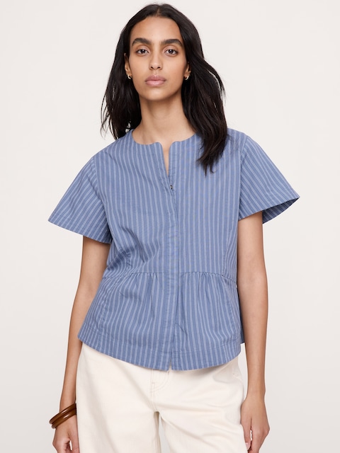 Cotton Flutter Sleeve Top