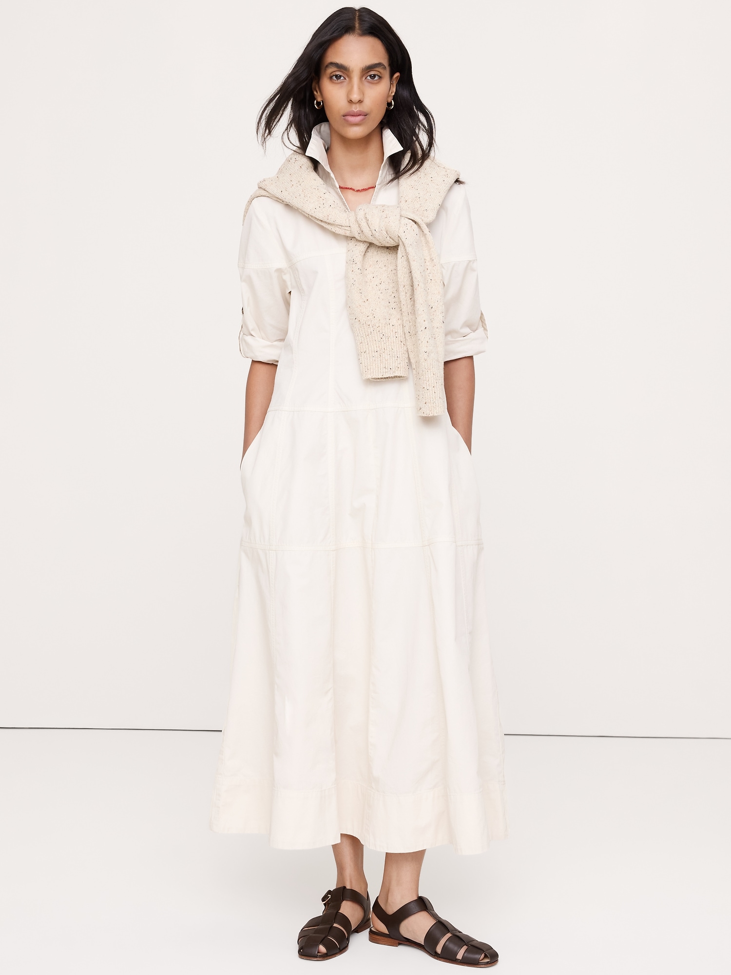 Cotton Twill Paneled Shirt Dress - thumbnail 8