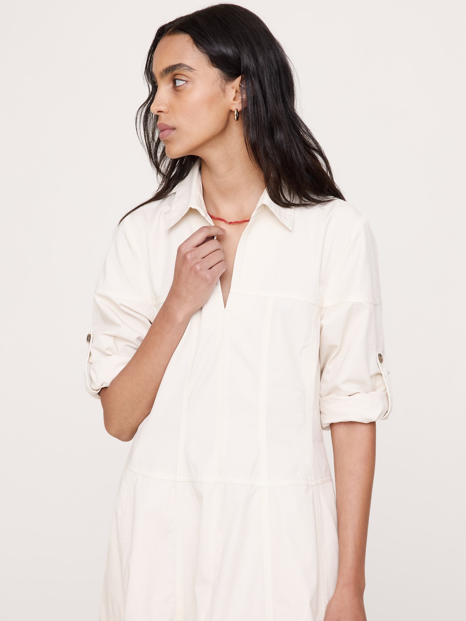 Cotton Twill Paneled Shirt Dress - thumbnail 10
