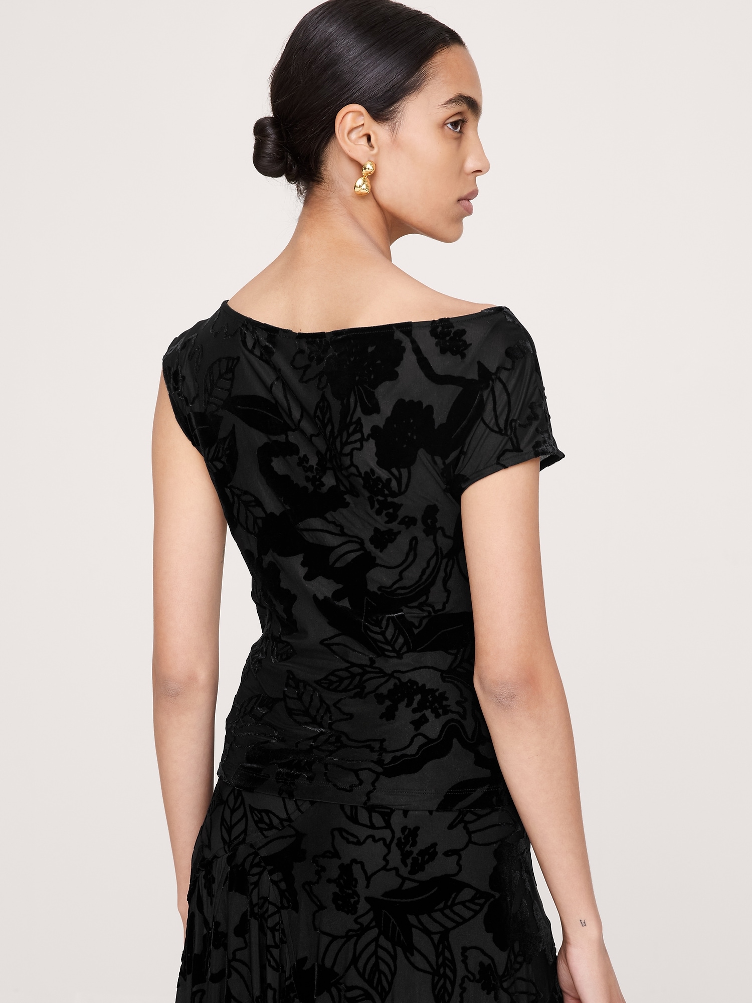 Burnout Velvet Off-Shoulder Top