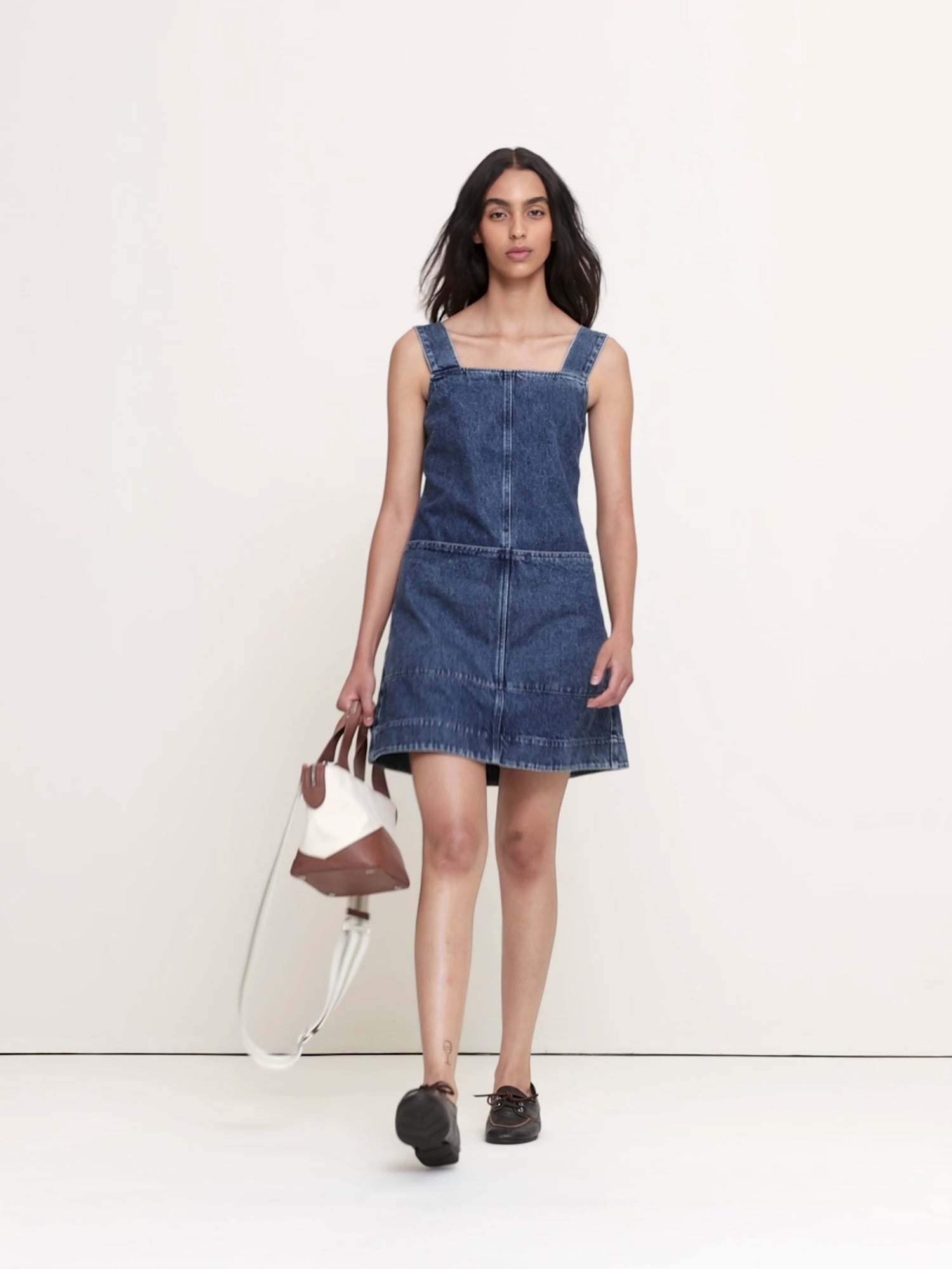 Denim Apron Mini Dress - thumbnail 4