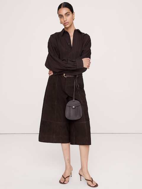 High-Rise Suede Culotte