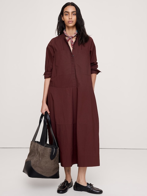 Cotton Trapeze Shirt Dress