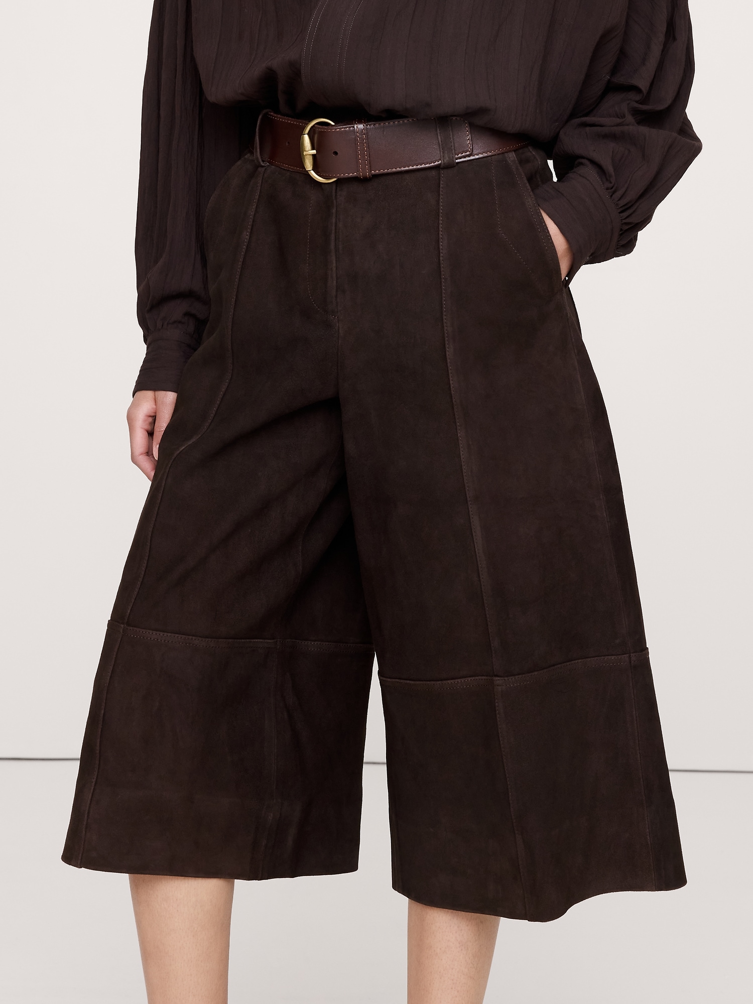 Image number 4 showing, High-Rise Suede Culotte