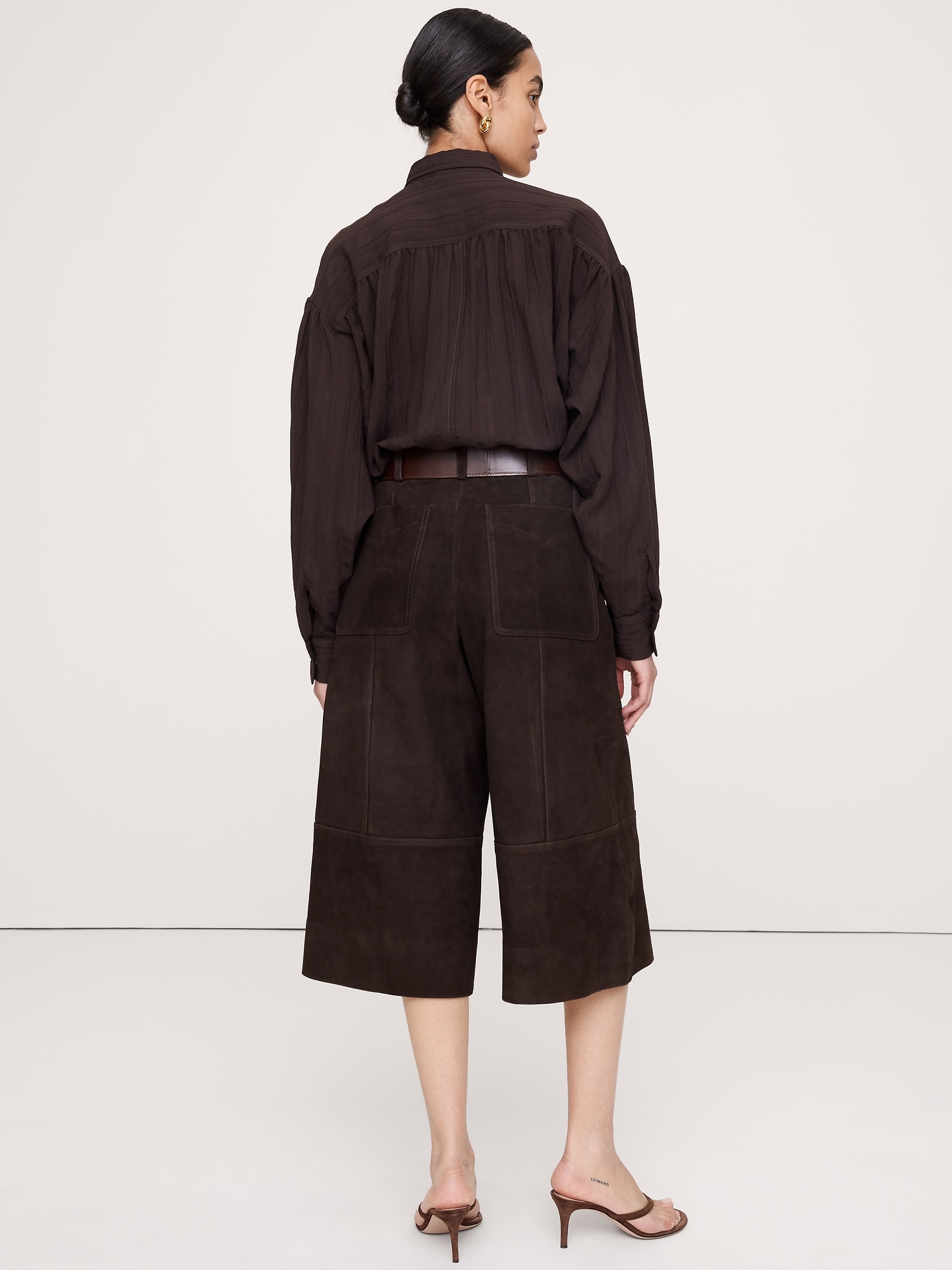 Image number 3 showing, High-Rise Suede Culotte
