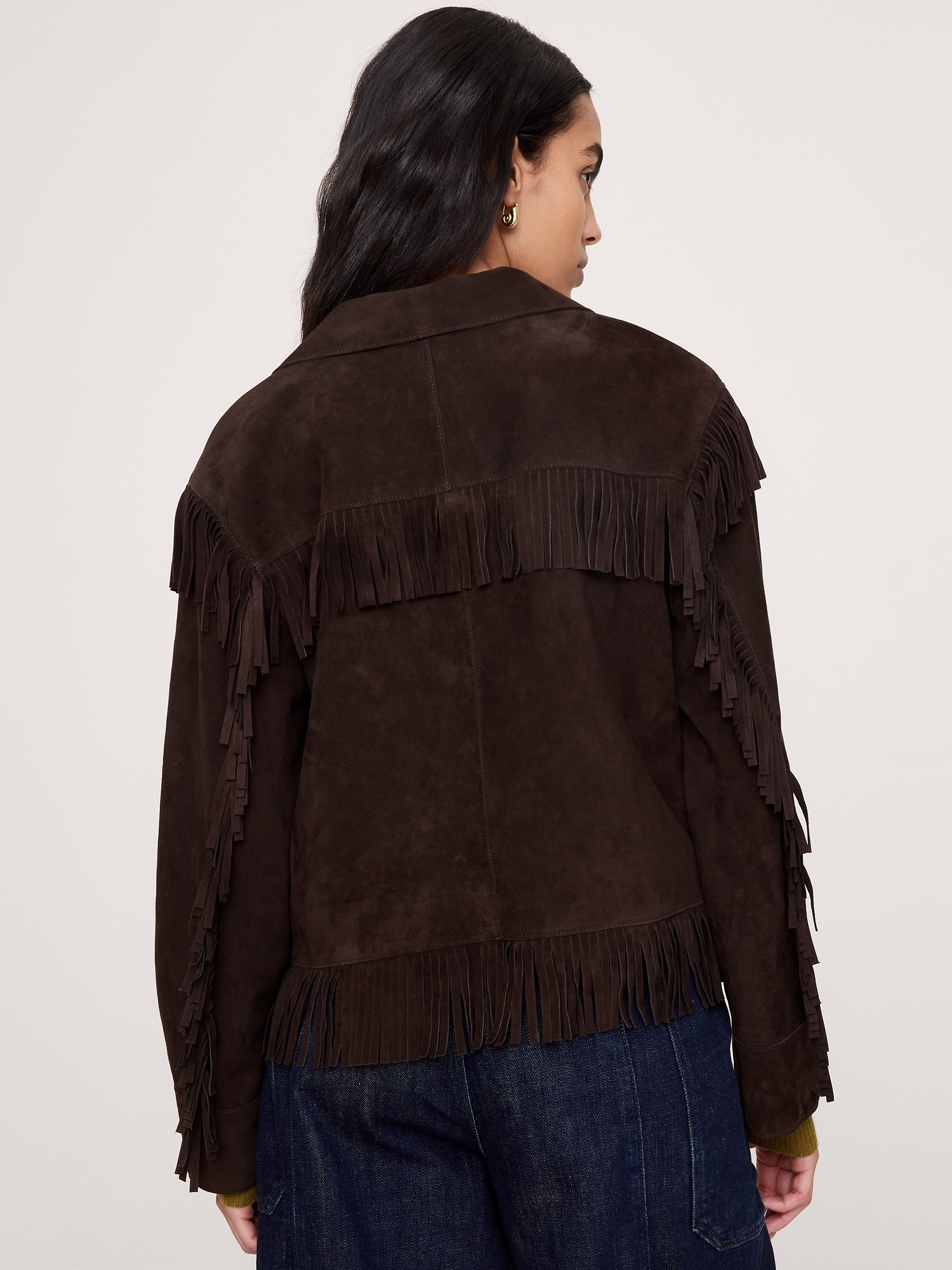 Женская куртка Banana Republic Heritage Suede Fringe, цвет: Коричневый — фото 2