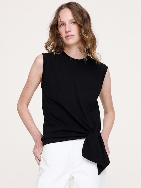 Vintage Cotton Tie-Hem Tank