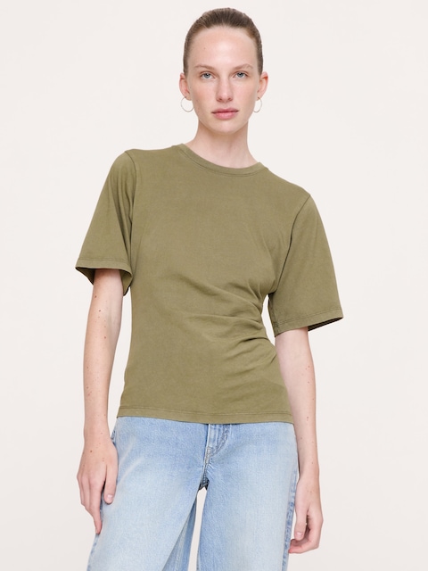 Vintage Cotton Ruched-Side T-Shirt