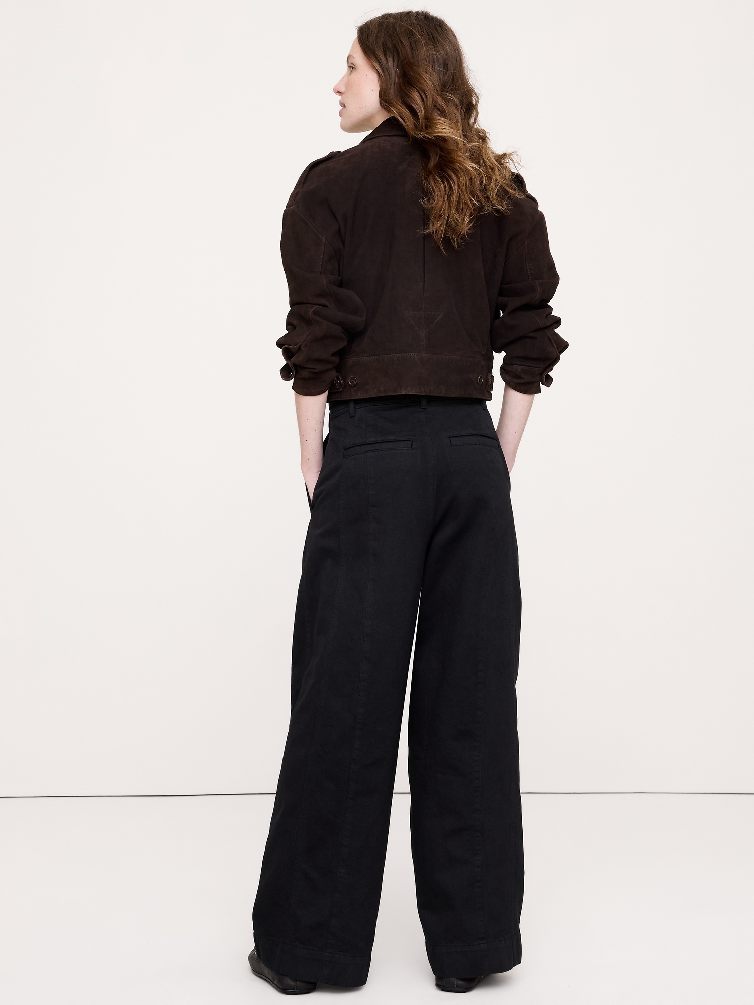 Женские брюки Banana Republic High-Rise Wide-Leg Utility Pant, цвет: Чёрный — фото 2