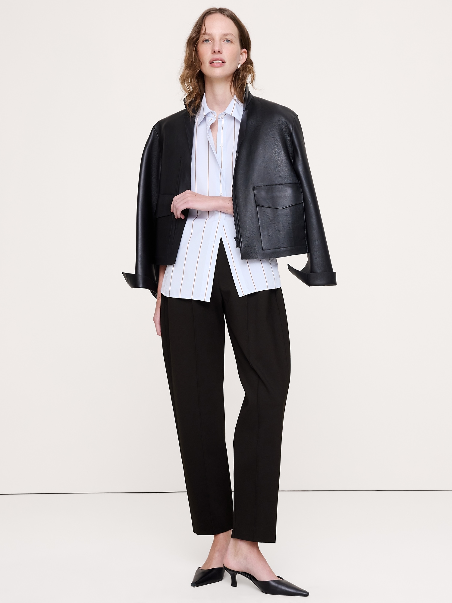 High-Rise Slim Drapey Ponte Pull-On Pant
