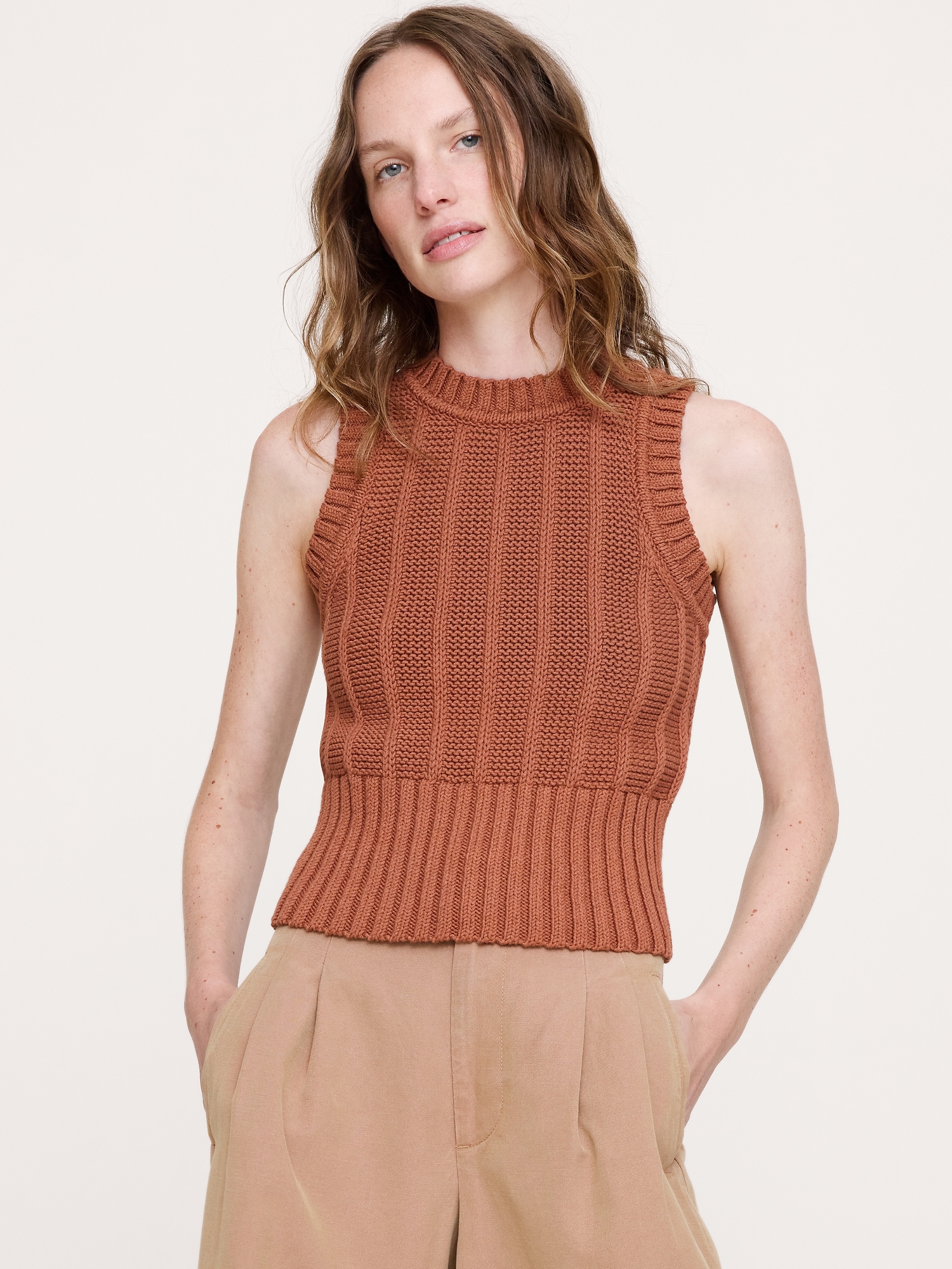 Image number 1 showing, Chunky Cotton Sweater Tank