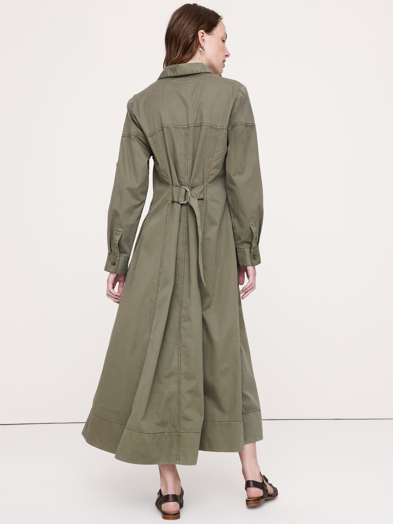 Cotton Twill Paneled Shirt Dress - thumbnail 6