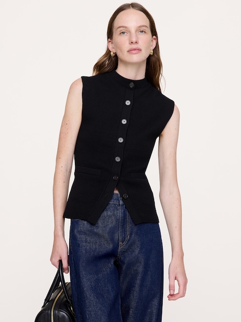 Larkspur Cotton-Silk Sweater Vest