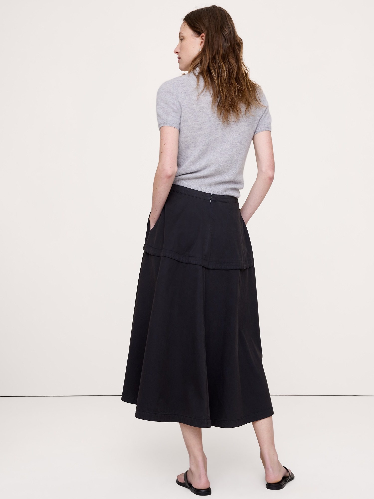 Женская юбка Banana Republic Cotton Twill Circle Midi, цвет: Чёрный — фото 2