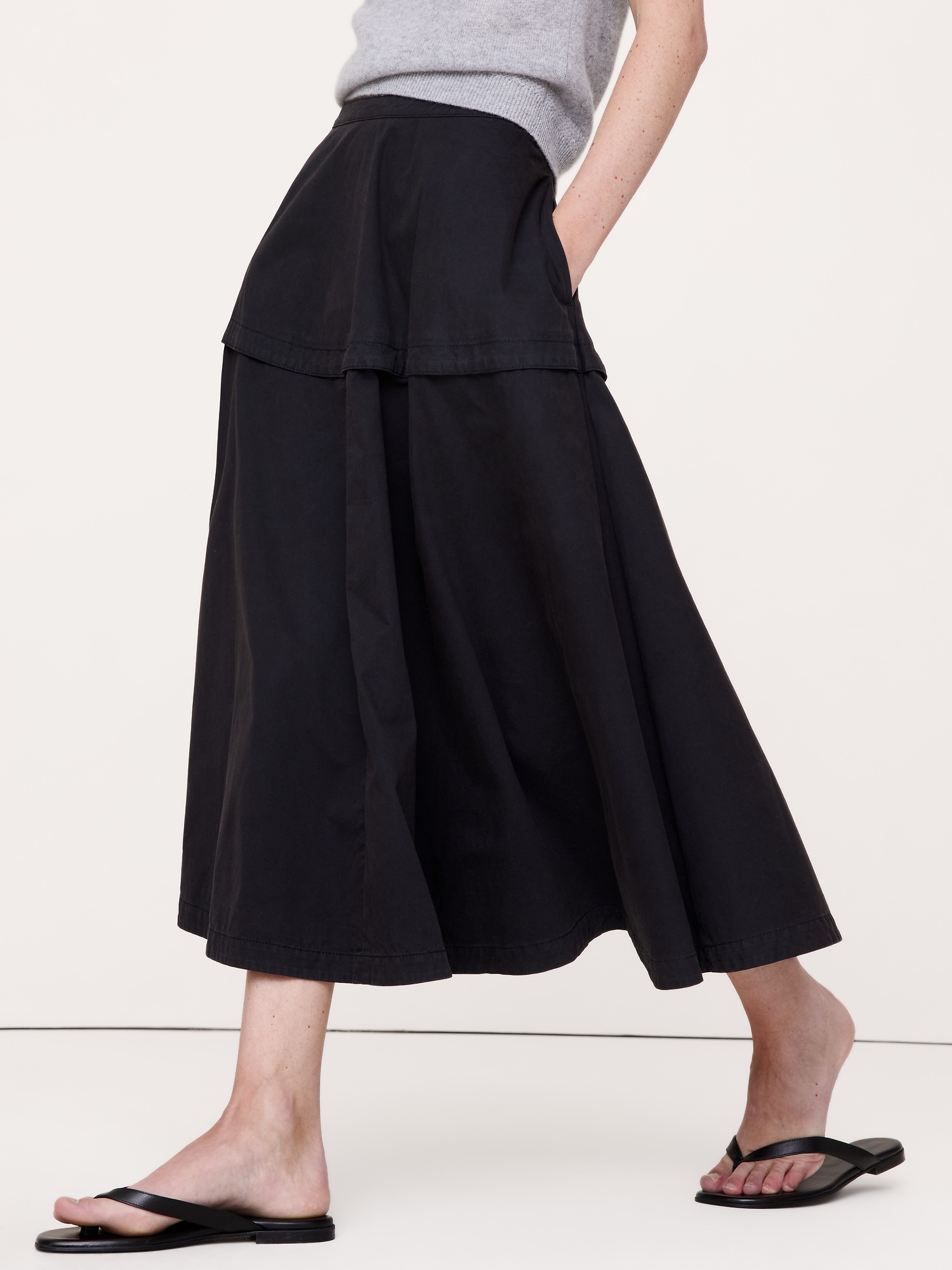 Женская юбка Banana Republic Cotton Twill Circle Midi, цвет: Чёрный — фото 3