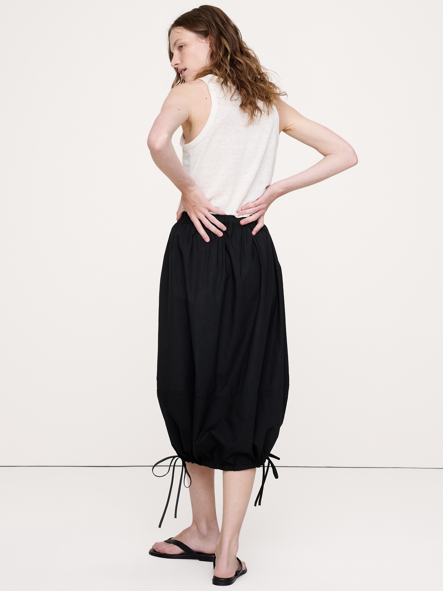 Cotton Poplin Bubble Drawstring Skirt - thumbnail 2